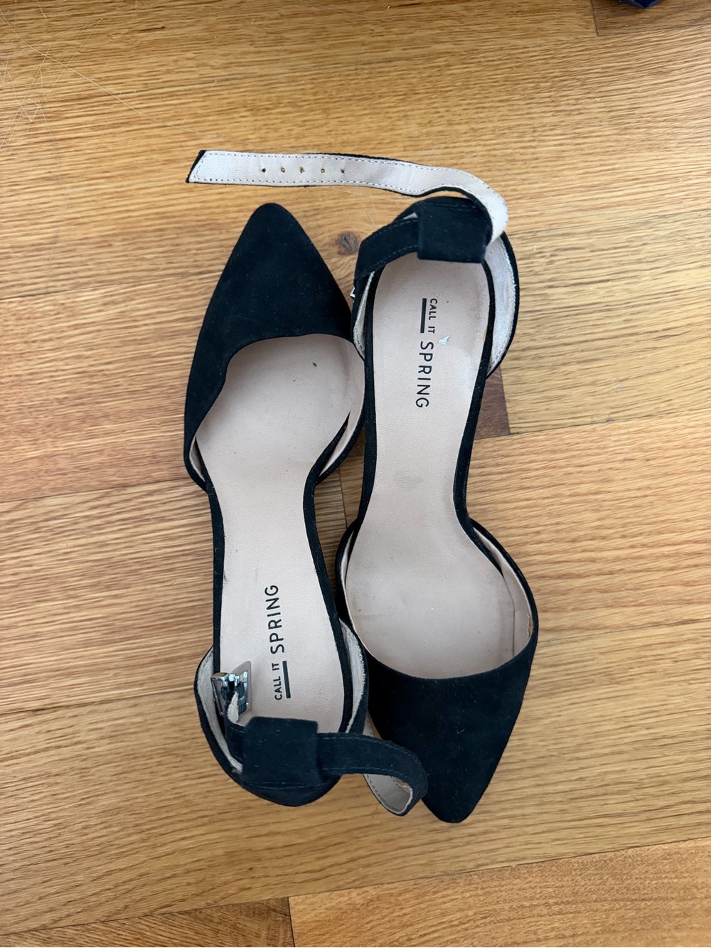 Call It Spring Black Pointed D'Orsay Ankle Strap Heels